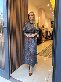 Ghisa 26KGSELB4085 Lacivert Beli Kuşaklı Elbise