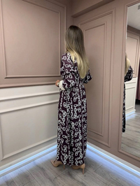 Ghisa 26KGSELB4925 Bordo Zincir Desenli Elbise