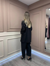 Ghisa 26KGSTKM4065 Siyah Payetli İkili Takım