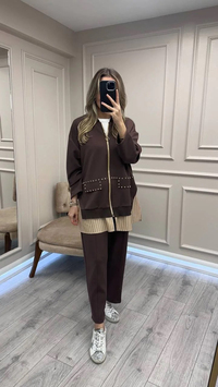 Ghisa 26KGSTKM4066 Kahve Gömlek Detaylı Takım