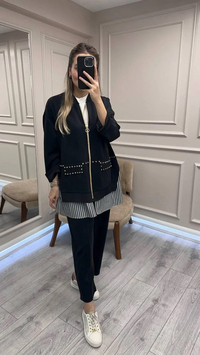 Ghisa 26KGSTKM4066 Siyah Gömlek Detaylı Takım