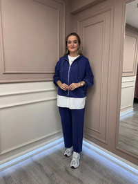 Ghisa 26KGSTKM4068 İndigo Etek Ucu Detaylı İkili Takım