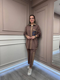 Ghisa 26KGSTKM4075 Kahve Cep Ve Kol Detaylı Takım