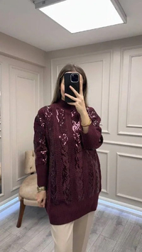 Ghisa 26KGSTNK4156 Bordo Pul Detaylı Tunik