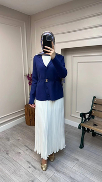 Ghisa 26KOBCKT3358 Lacivert Kemerli Ceket