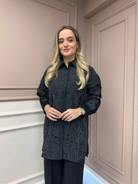 Ghisa 26KOBTNK4001 Siyah Boncuk Detaylı Tunik