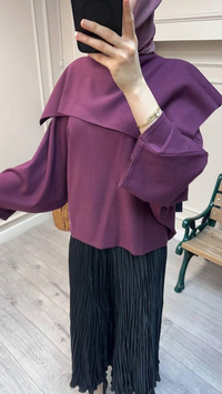 Ghisa 26KOBTNK4194 Mürdüm Asimetrik Geniş Yaka Tunik