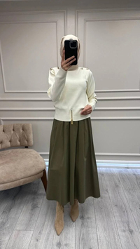 Ghisa 26KOBTNK4863 Ekru Vatkalı Kısa Tunik