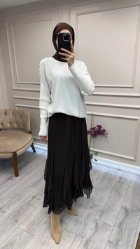 Ghisa 26KÖRBLZ4907 Ekru Önü Şifon Kumaş Detaylı Bluz