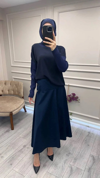 Ghisa 26KÖRBLZ4907 Lacivert Önü Şifon Kumaş Detaylı Bluz