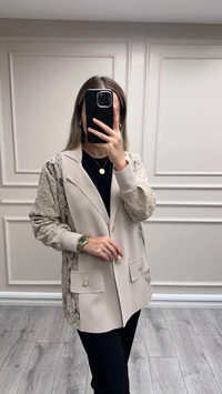 Ghisa 26KÖRCKT3270 Camel Kolları Tül Detaylı Ceket