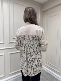 Ghisa 26KÖRCKT3270 Camel Kolları Tül Detaylı Ceket