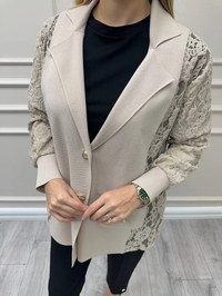 Ghisa 26KÖRCKT3270 Camel Kolları Tül Detaylı Ceket
