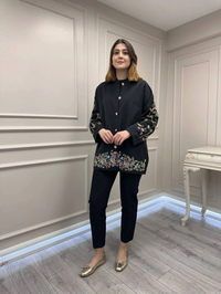 Ghisa 3610C3365 Siyah Taş İşlemeli Ceket