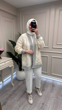 Ghisa 3610H3265 Ekru Brode Detaylı Hırka