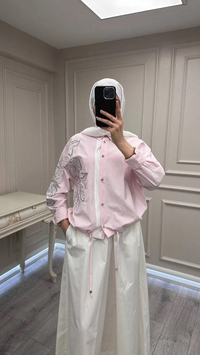 Ghisa 3610T4317 Pembe İşleme Detaylı Tunik