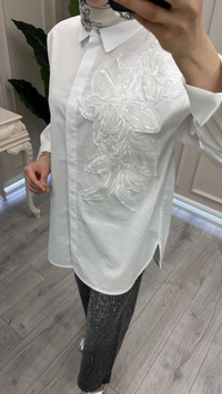 Ghisa 3610T4380 Ekru Yakası İşlemeli Tunik