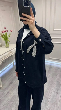 Ghisa 3610T9159 Lacivert Yakası Taşlı İkili Takım