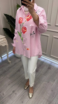 Ghisa 3611G4432 Pembe Baskı Detaylı Gömlek