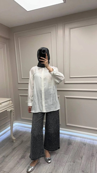 Ghisa 3611P8181 Siyah Taş Detaylı Kot Pantolon