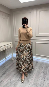 Ghisa 3620T4863 Camel Vatkalı Fermuar Detaylı Merserize Tunik