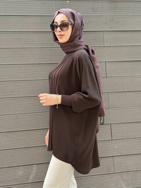 Ghisa 3630T4442 Kahve Önü Nervür Detaylı Tunik
