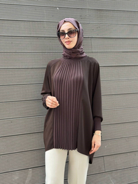 Ghisa 3630T4442 Kahve Önü Nervür Detaylı Tunik