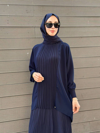 Ghisa 3630T4442 Lacivert Önü Nervür Detaylı Tunik