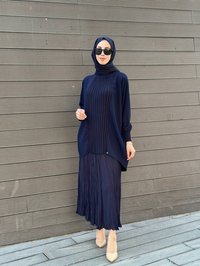 Ghisa 3630T4442 Lacivert Önü Nervür Detaylı Tunik
