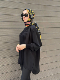 Ghisa 3630T4442 Siyah Önü Nervür Detaylı Tunik