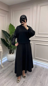 Ghisa 3651T4414 Siyah Kolları Saten Detaylı Tunik