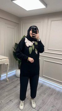 Ghisa 3651T4415 Siyah Yakası Detaylı Tunik
