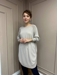 Ghisa 3YGSTNK4219 Bej Yanları Yırtmaçlı Triko Tunik