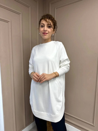 Ghisa 3YGSTNK4219 Ekru Yanları Yırtmaçlı Triko Tunik