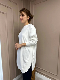 Ghisa 3YGSTNK4219 Ekru Yanları Yırtmaçlı Triko Tunik