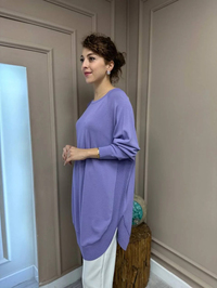 Ghisa 3YGSTNK4219 Lila Yanları Yırtmaçlı Triko Tunik