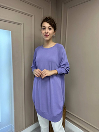 Ghisa 3YGSTNK4219 Lila Yanları Yırtmaçlı Triko Tunik