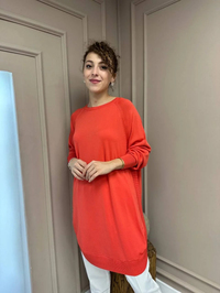 Ghisa 3YGSTNK4219 Nar Çiçeği Yanları Yırtmaçlı Triko Tunik