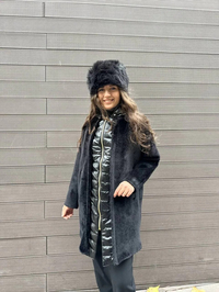 Ghisa 4KGSKBN6496 Siyah Kürk Ve Deri Detaylı Kaban