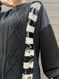Ghisa 4KGSTNK4386 Siyah-Bej Payet Detaylı Tunik