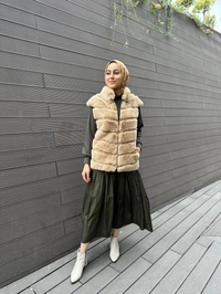 Ghisa 4KGSYLK3502 Camel Kürk Yelek