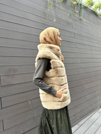 Ghisa 4KGSYLK3502 Camel Kürk Yelek