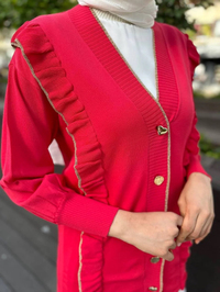 Ghisa 4KOBHRK3567 Coral Triko Fırfırlı Hırka