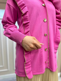 Ghisa 4KOBHRK3567 Pembe Triko Fırfırlı Hırka