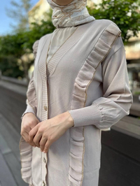 Ghisa 4KOBHRK3567 Taş Triko Fırfırlı Hırka