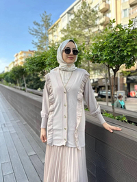 Ghisa 4KOBHRK3567 Taş Triko Fırfırlı Hırka