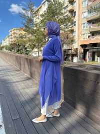 Ghisa 4KOBHRK3669 Leylak Yanları Şifon Kumaşlı Triko Hırka