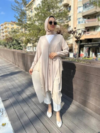Ghisa 4KOBHRK3669 Taş Yanları Şifon Kumaşlı Triko Hırka