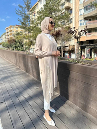 Ghisa 4KOBHRK3669 Taş Yanları Şifon Kumaşlı Triko Hırka
