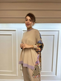 Ghisa 4KÖRTNK4350 Lila Yakalı Arkası Desenli Triko Tunik